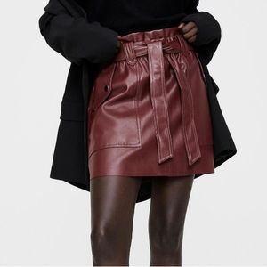 ZARA faux leather paperpag mini skirt